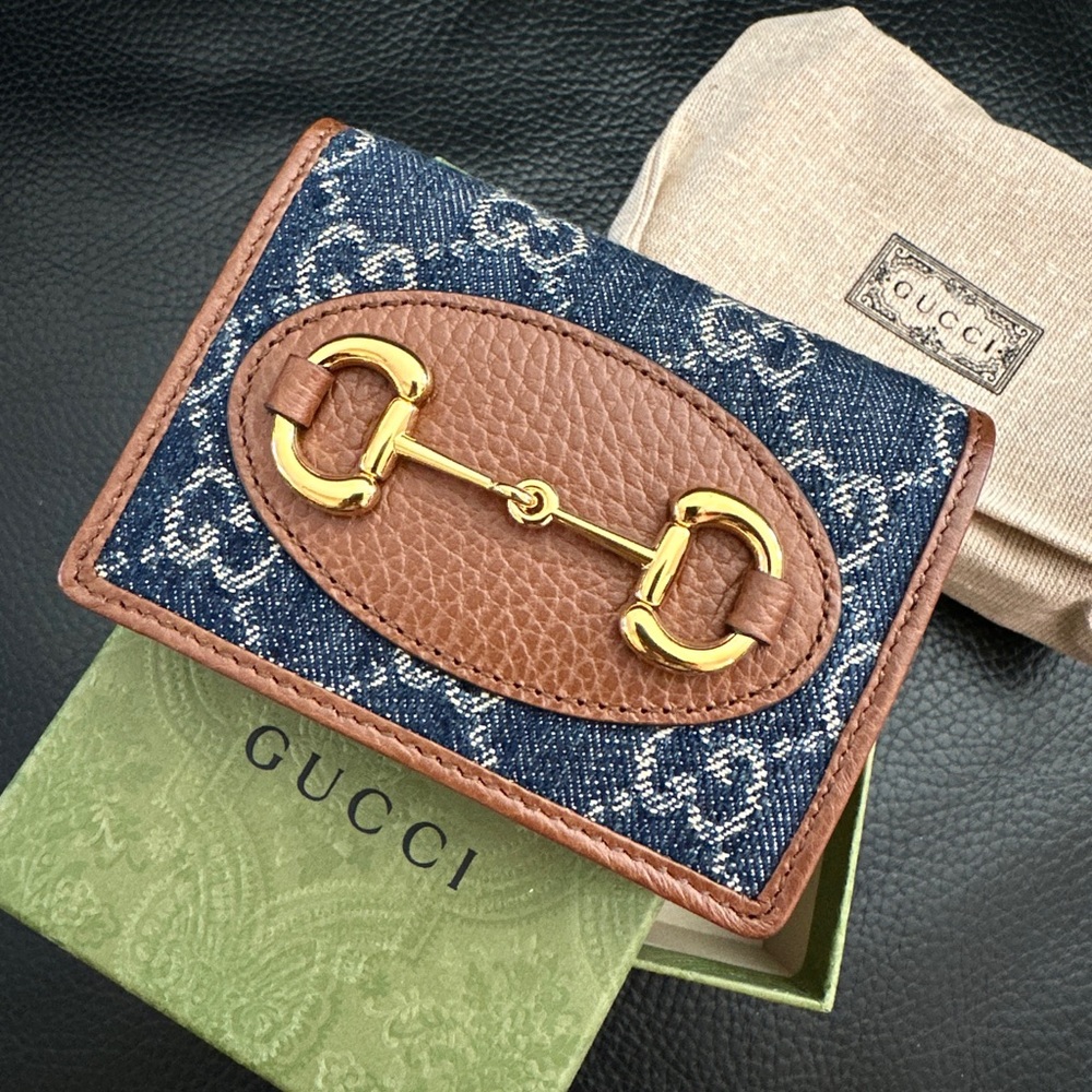 Gucci Horsebit Mini Denim Wallet